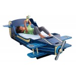 Set Airplane 5 piese - pat avion, biblioteca, etajera, lenjerie cu avioane, set pitlota si pena, saltea